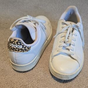 Adidas Women's White Sneakers with Leopard Accent